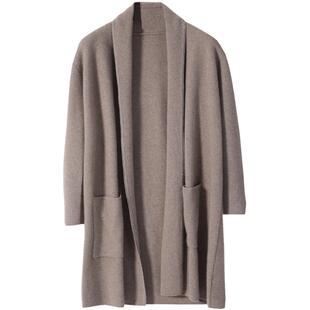 重磅！900高克重100纯羊绒大衣男士中长款开衫毛衣针织风衣外套