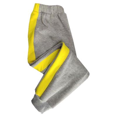 春季新款加绒初中学生校服裤子长裤浅灰拼收口一道宽黄杠纯棉大码