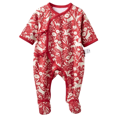 [梅尔卡特]aqpa新生儿婴儿连体衣春秋保暖纯棉新年红满月宝宝衣服