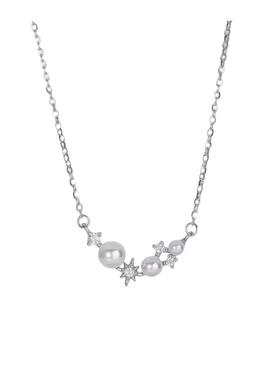 猫蛰S925纯银珍珠微笑锆石项链