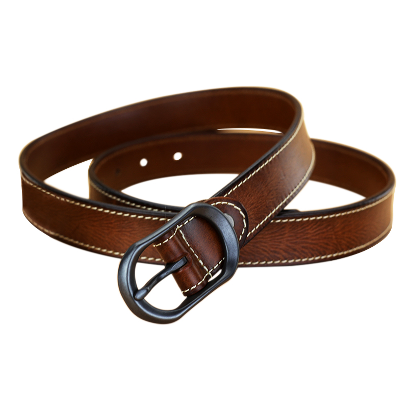 皮带女真皮头层牛皮棕色高级感宽腰带时尚百搭装饰配裙子牛仔裤带