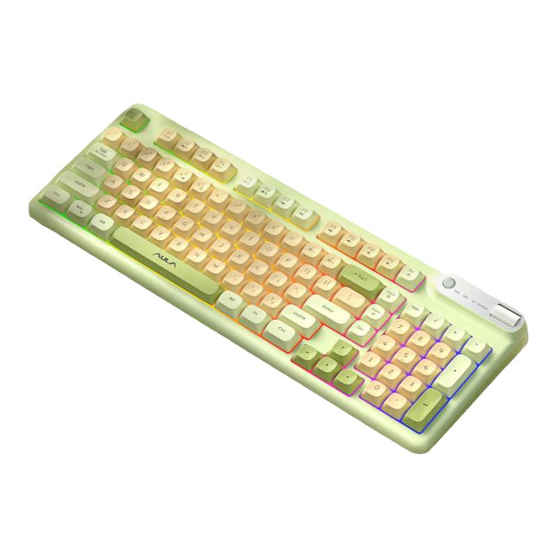 狼蛛F3198無線鍵盤鼠標套裝三模藍牙有線輕音辦公打字98機械手感