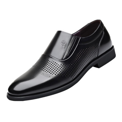 老人头镂空透气皮鞋男真皮凉鞋