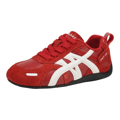 星期六真皮加绒红色德训鞋女款