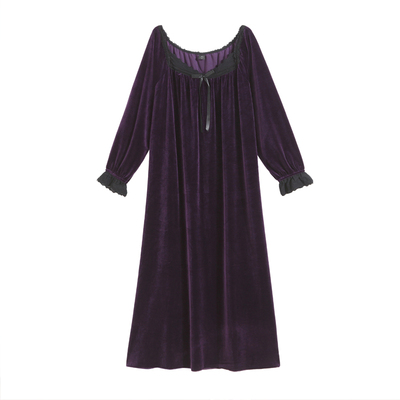 高级感金丝绒睡裙加绒加厚睡衣