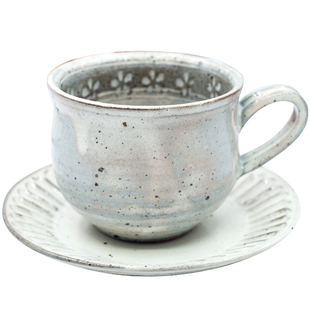 日本制 美浓烧复古粗陶粉引三岛花手工茶杯餐盘汤碗大碗马克杯