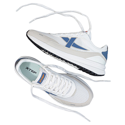 特步男鞋轻便透气网面休闲运动鞋