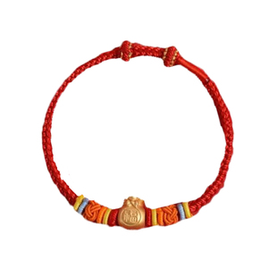 儿童宝宝转运珠手链女款红绳编织手工绳3mmdiy手绳可穿黄金可拆卸