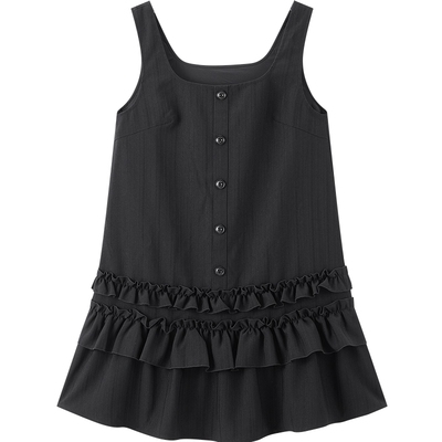 【商场同款】乐町肌理感纹理连衣裙女夏下摆木耳边裙子C1FAG2165