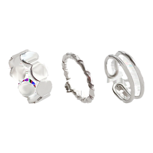 银色素圈三件套戒指女ins冷淡风高级感食指戒轻奢小众设计指环