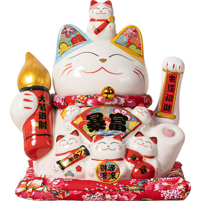 招财猫摆件开业店铺收银台 客厅发财猫自动摇手 公司前台送礼乔迁