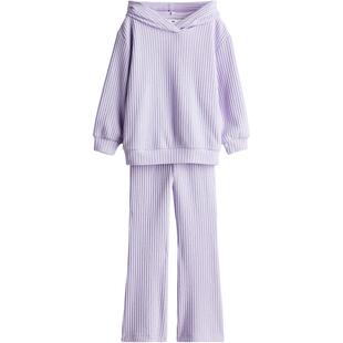 HM童装儿童女童套装2件式春季柔软针织连帽衫打底裤1057813