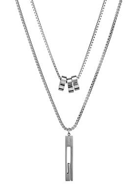 VOYAGE双层叠带钛钢吊坠项链小众