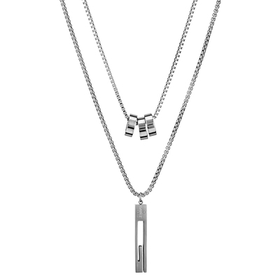 VOYAGE双层叠带钛钢吊坠项链小众