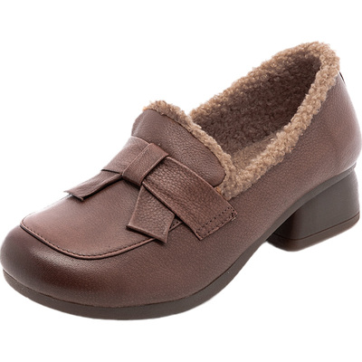 加绒乐福鞋女一脚蹬豆豆鞋