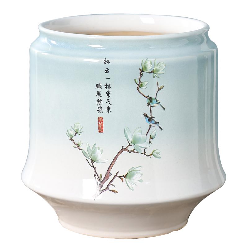 新中式陶瓷花盆家用客廳中國風(fēng)大號蘭花冬青專用龜背竹春羽三角梅