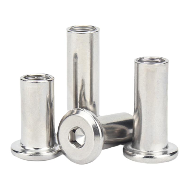 304不锈钢平头倒边家具内六角对锁螺母对接夹板螺帽M3M4M5M6M8M10