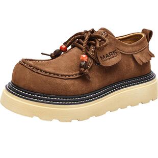 马克华菲工装鞋低帮马丁靴男款春季2026新款英伦美式增高休闲皮鞋