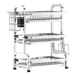 加厚不锈钢厨房碗架沥水收纳架子多功能台面放筷盘碗碟置物篮碗柜