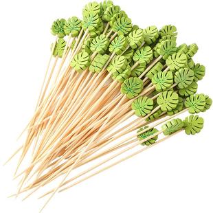 儿童竹签子一次性水果签糖葫芦小串签子创意卡通小熊宝宝串串花签