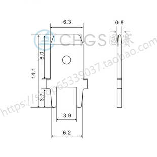 国赛6.3平脚定位插片PC板插片焊片焊接插端子插簧厚0.8插片1000只