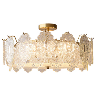 飞朵led卧室吸顶灯法式轻奢水晶灯温馨奶油风现代书房灯国补灯具