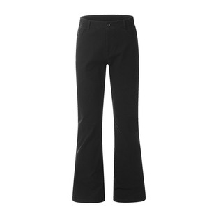 EXTM美式cleanfit修身微喇黑色牛仔裤男女直筒显瘦基础款堆积裤子