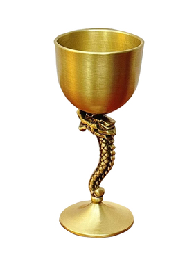 纯黄铜祥龙高脚酒杯摆件龙之圣杯