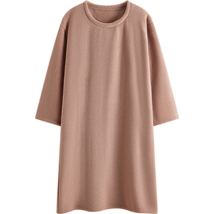 半边绒睡裙长款女秋冬新款大码孕妇加厚发热可外穿长袖加绒家居服