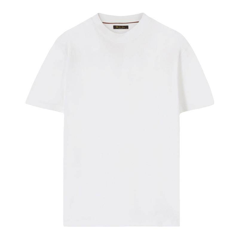 Loro Piana/诺悠翩雅男装圆领短袖白色纯棉休闲百搭T恤
