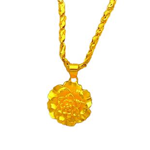 越南沙金项链女款加粗纯金色锁骨链镀金仿真假黄金花朵吊坠首饰品
