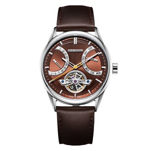 新款正品海鸥手表男士时尚休闲镂空飞轮双历全自动机械表男表6127