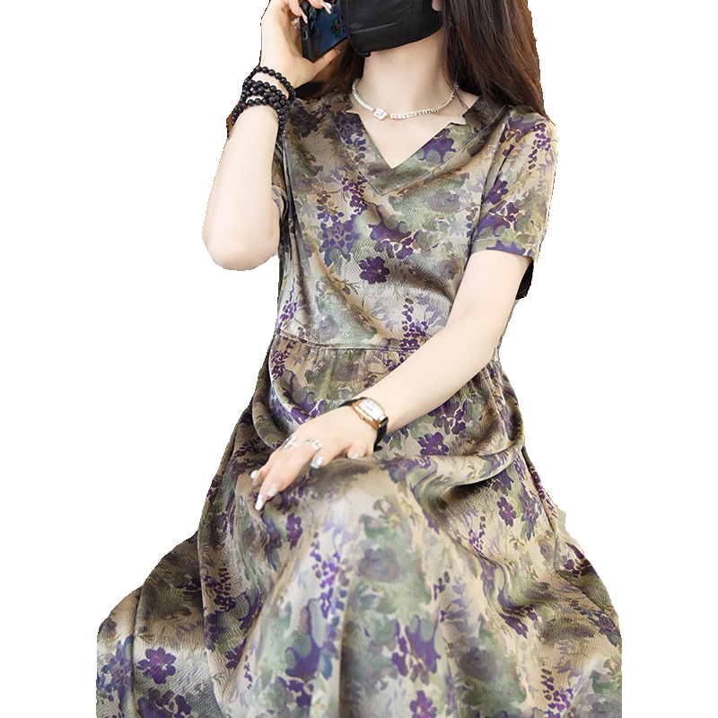 迪芬璐嘉气质优雅真丝连衣裙女