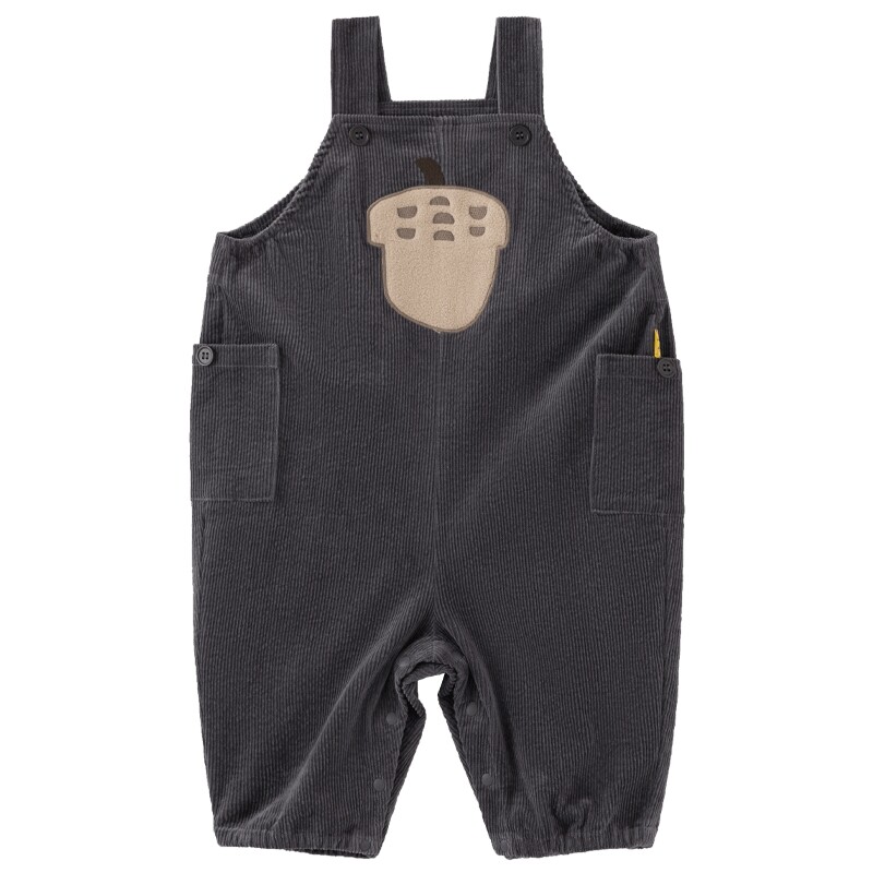 【新品】papa爬爬秋冬季宝宝裤子男女宝灯芯绒贴袋复古可爱背带裤