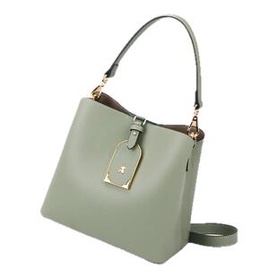 稻草人女包牛皮包包女式2026新款手提斜挎包女轻奢小众真皮水桶包