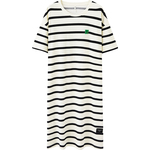 马克公主纯棉睡裙夏季短袖女2025新款中长款过膝连衣裙条纹家居裙