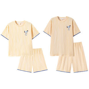 芬腾可安2026新款睡衣情侣装一男一女短袖套头简单家居服套装夏季