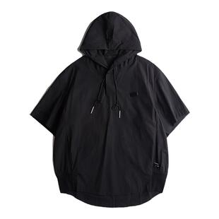 AOGZ潮牌连帽短袖T恤男生夏季2025新款卫衣薄款帽衫工装冲锋半袖