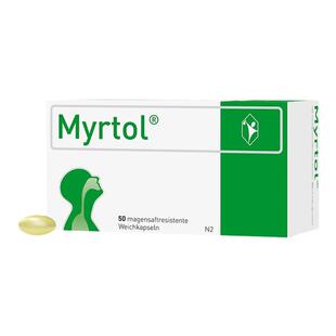 欧洲直邮德国药房Myrtol儿童吉诺通桃金娘油肠溶胶囊通鼻化痰50粒