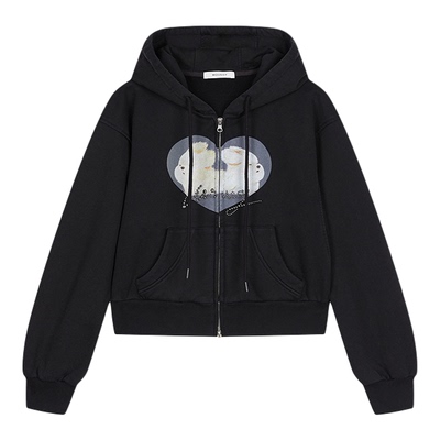 OS YEYE*MOUSSY 春季爱心印花连帽卫衣外套028IAA01-1031