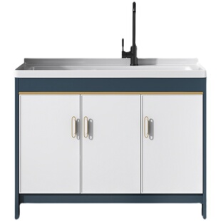 太空铝洗衣柜落地式阳台洗衣池带搓板一体洗手台盆卫生间陶瓷水槽