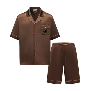 Not Just Pajama Milo系列奶牛小猫男款短袖真丝睡衣桑蚕丝家居服