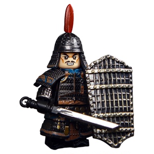 唐代陇右军军事铠甲盾牌骑兵将军中国古代士兵积木人仔拼装玩具男