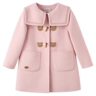 PawinPaw卡通小熊童装25年秋冬新款女童翻领毛呢大衣保暖防风