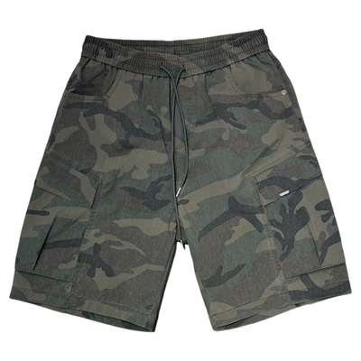 潮牌大口袋迷彩工装短裤男