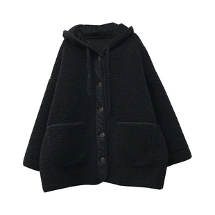 保暖~孕妇秋冬季加厚羊羔毛外套时尚休闲宽松连帽衫棉服冬装上衣