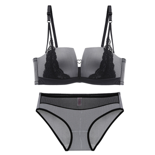 心型四角杯文胸薄款无钢圈收副乳小性感镂空蕾丝小胸聚拢式内衣女