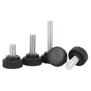 304不锈钢圆头手拧螺丝圆型滚花直纹手柄螺钉胶头塑料把手M3M6M8