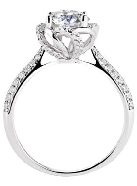 正品莫桑钻戒指复古群镶玫瑰花苞