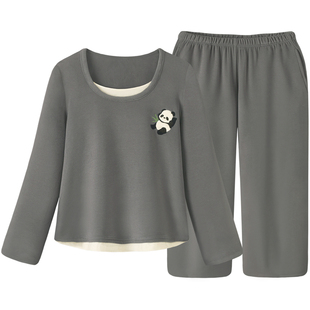 【超柔软】睡衣女款秋冬暖绒熊猫家居服2026新款休闲假两件套装